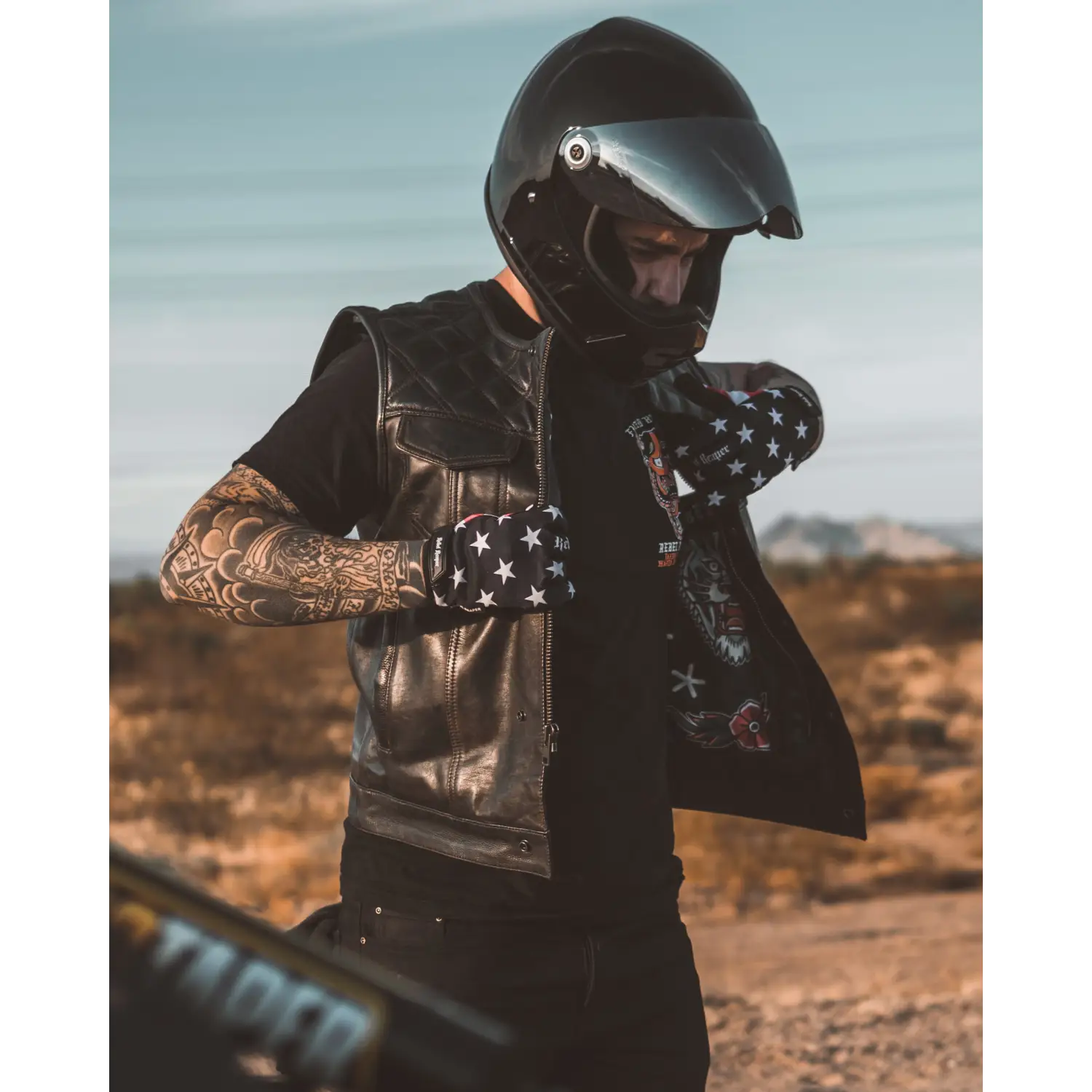 Harvester of Sorrow Brown & Black Leather Vest with Double Diamond - Rebel Reaper Clothing Company