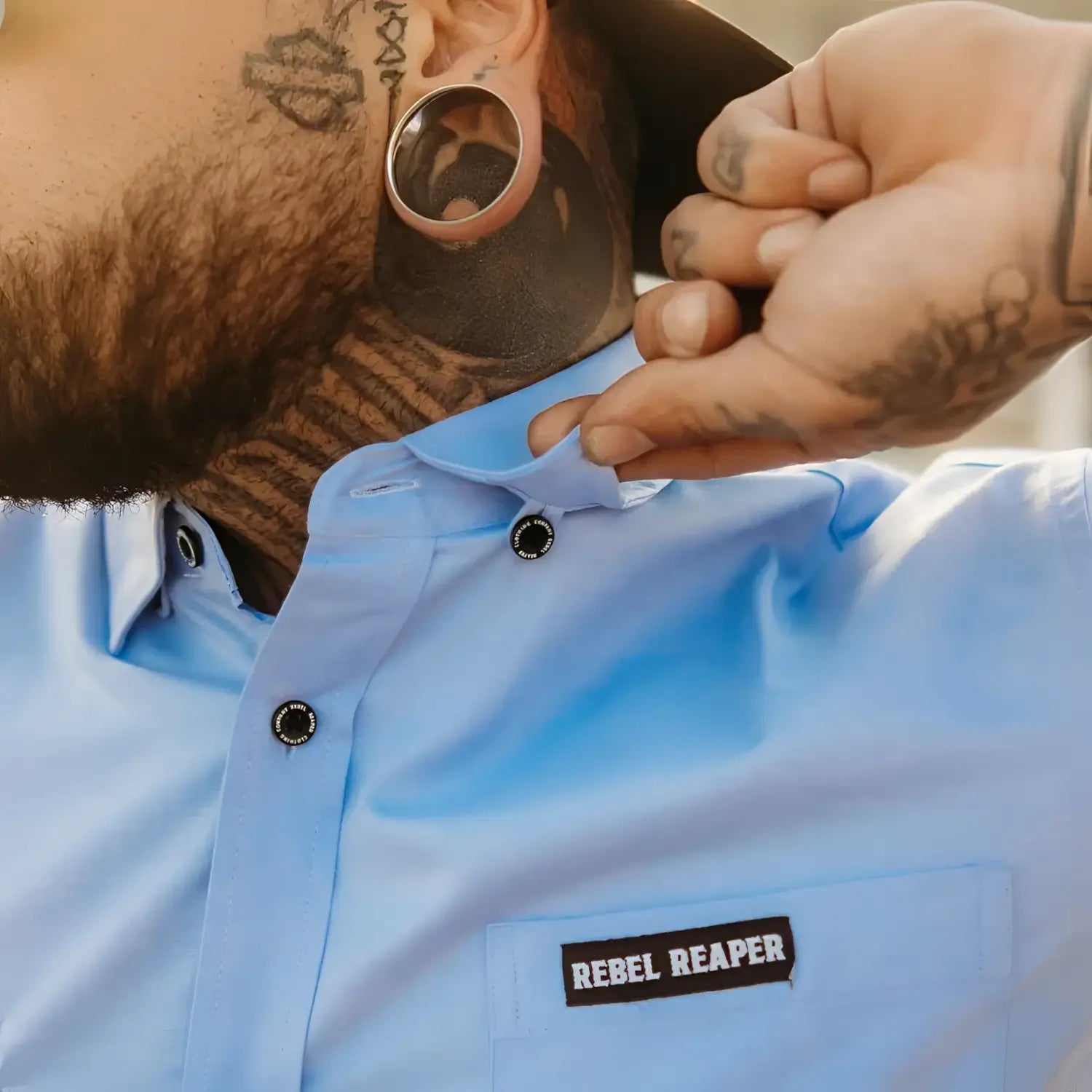 Light Blue Bamboo Button Up Shirt - Rebel Reaper Clothing Company