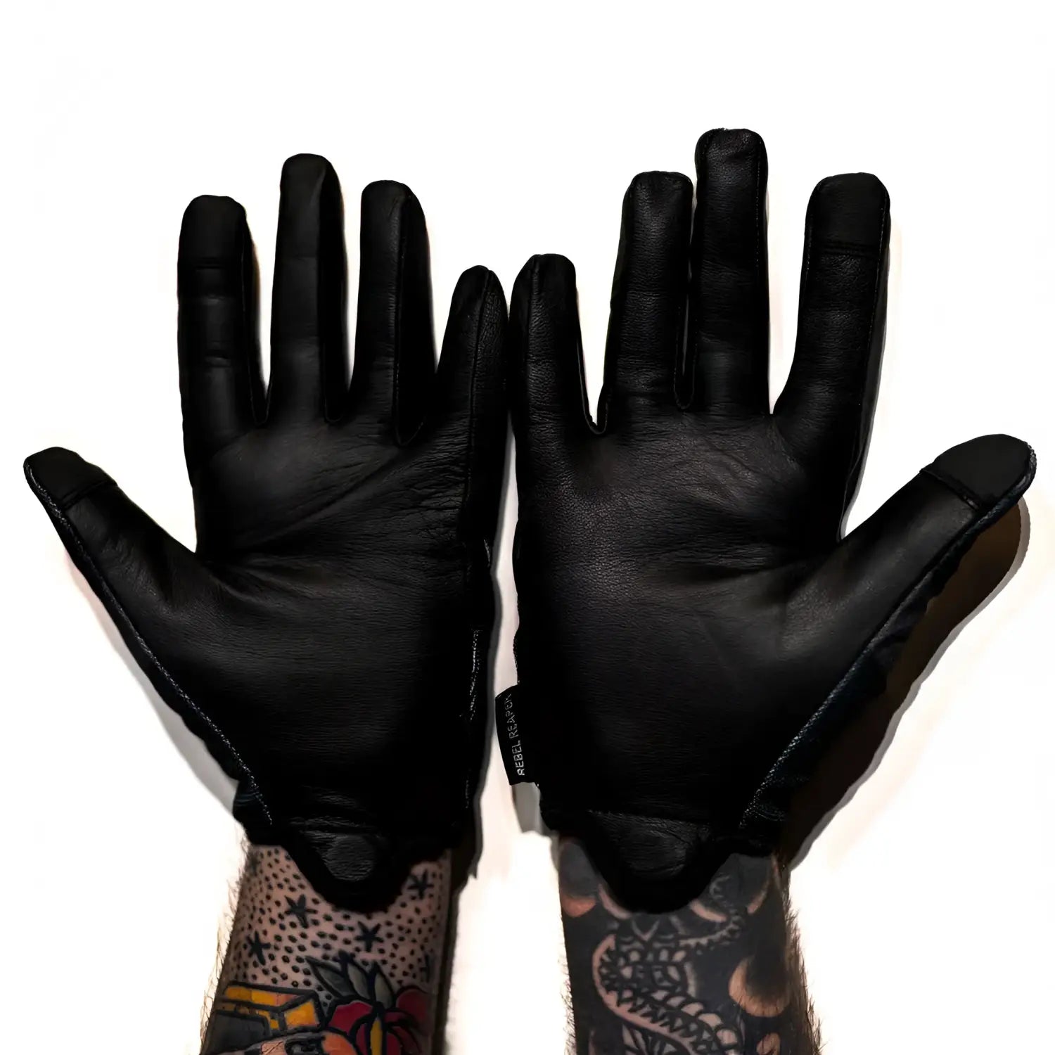 Black leather gloves featuring midnight Arizona flag design for Arizona flag moto enthusiasts