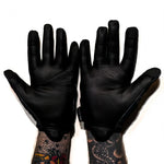 Black leather gloves featuring midnight Arizona flag design for Arizona flag moto enthusiasts