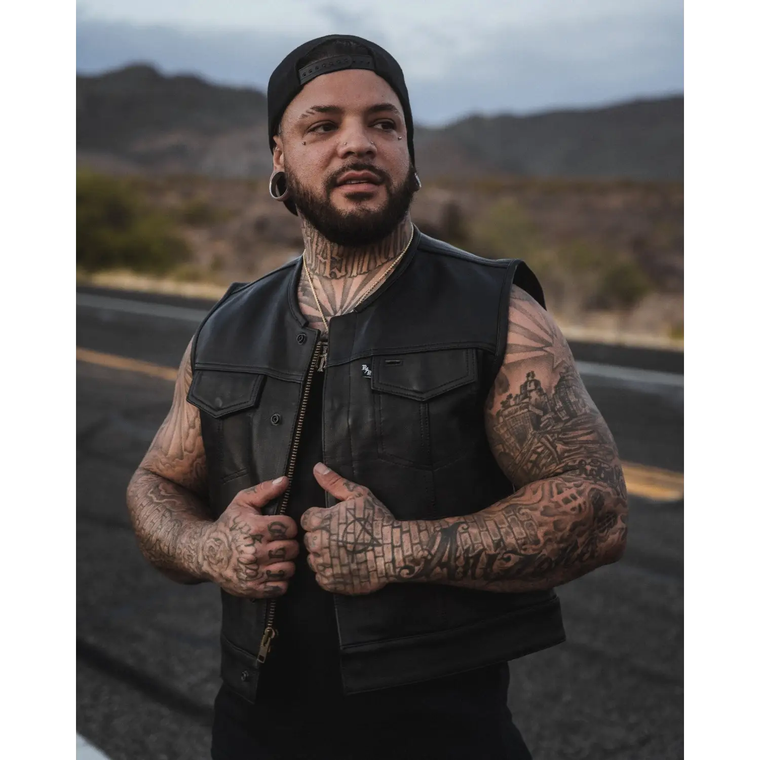 Muerte Black Leather Short Torso Vest - Rebel Reaper Clothing Company