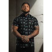 Neon Blue Moto | Button Up Shirt - Rebel Reaper Clothing Company