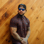 Iconic Orange Bolts Button Up Shirt - Rebel Reaper Clothing Company