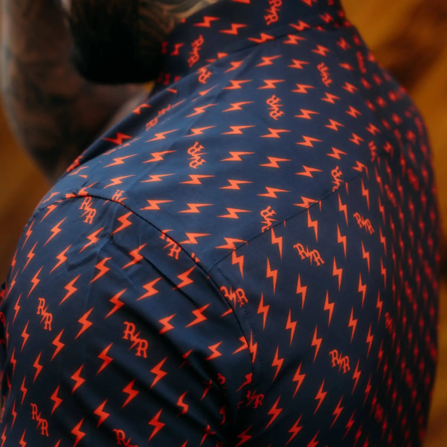 Iconic Orange Bolts Button Up Shirt - Rebel Reaper Clothing Company