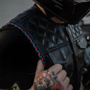 Patriot Black Leather Vest with Double Diamond - Rebel Reaper Clothing Company
