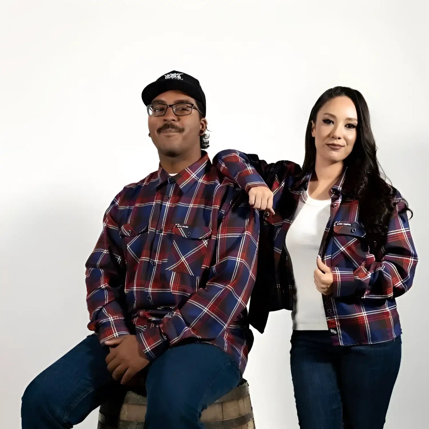 Matching plaid flannel shirts from Perserverance Mens Flannel in limited edition supreme fabric