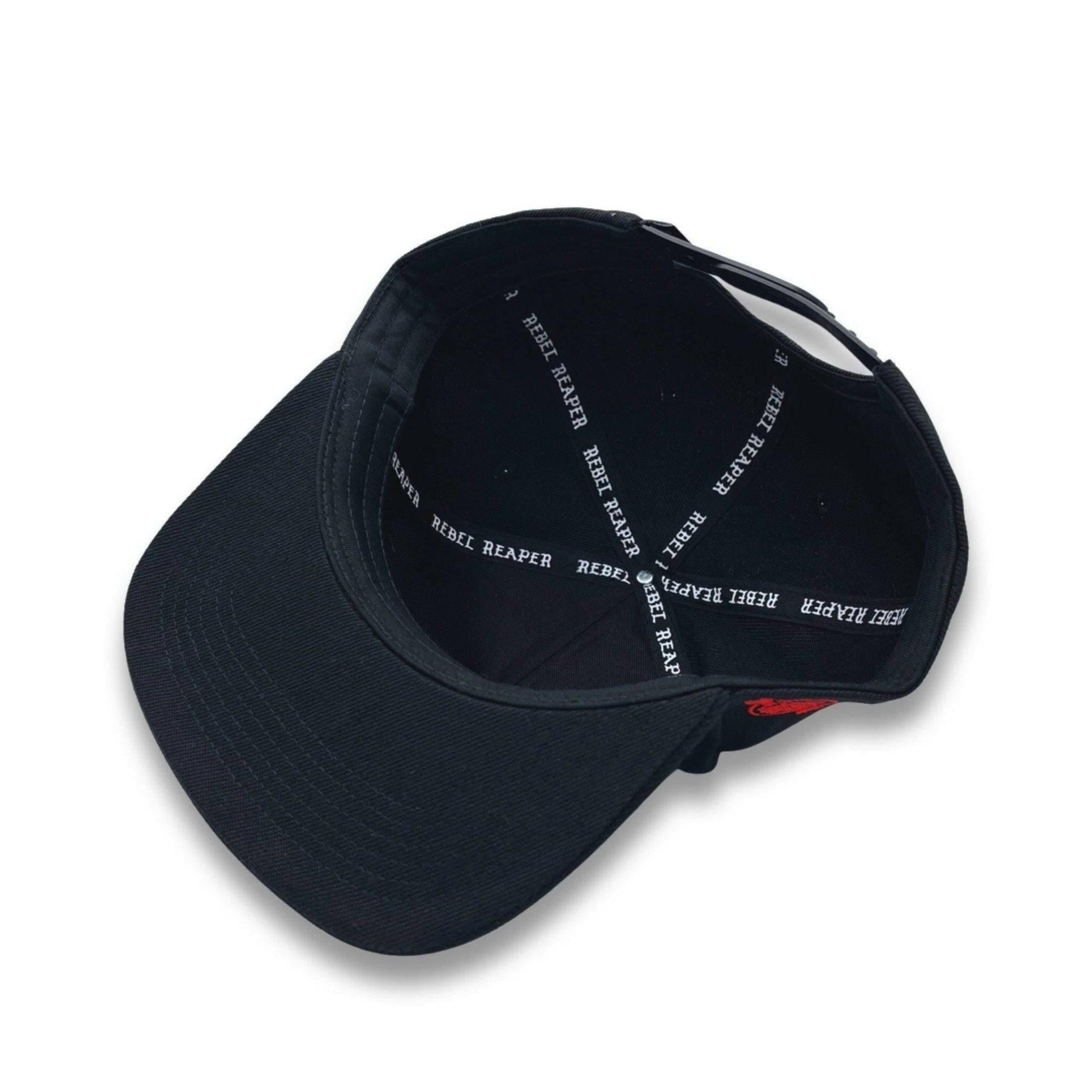 Embroidered Snapback - Black - “Tattoo Font White” - Rebel Reaper Clothing Company