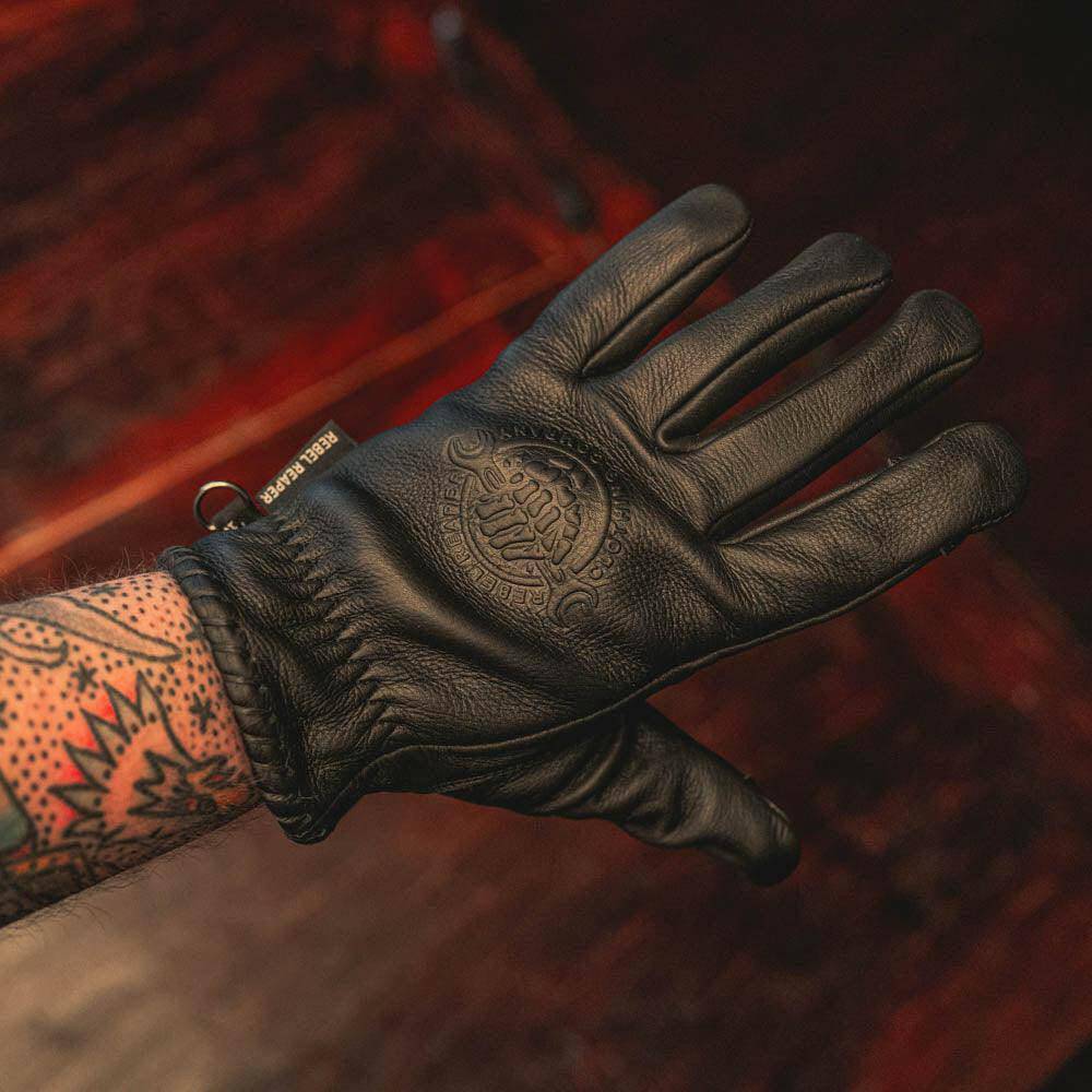 Roper Black Leather Gloves - Leather Gloves - Rebel Reaper Clothing Company