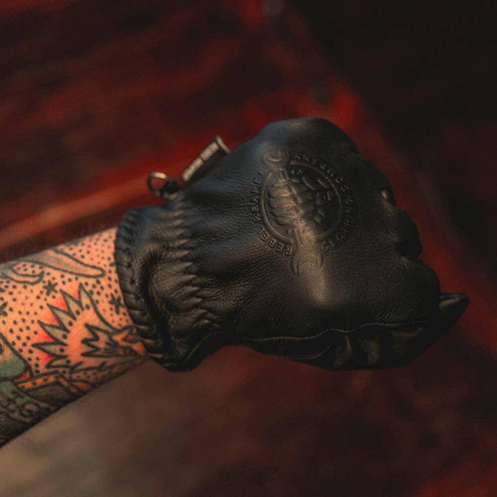 Roper Black Leather Gloves - Leather Gloves - Rebel Reaper Clothing Company