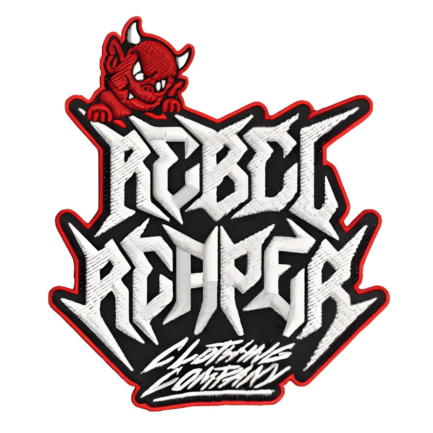 Red Devil Logo Embroidered Patch featuring Rebel Reaper and devil design