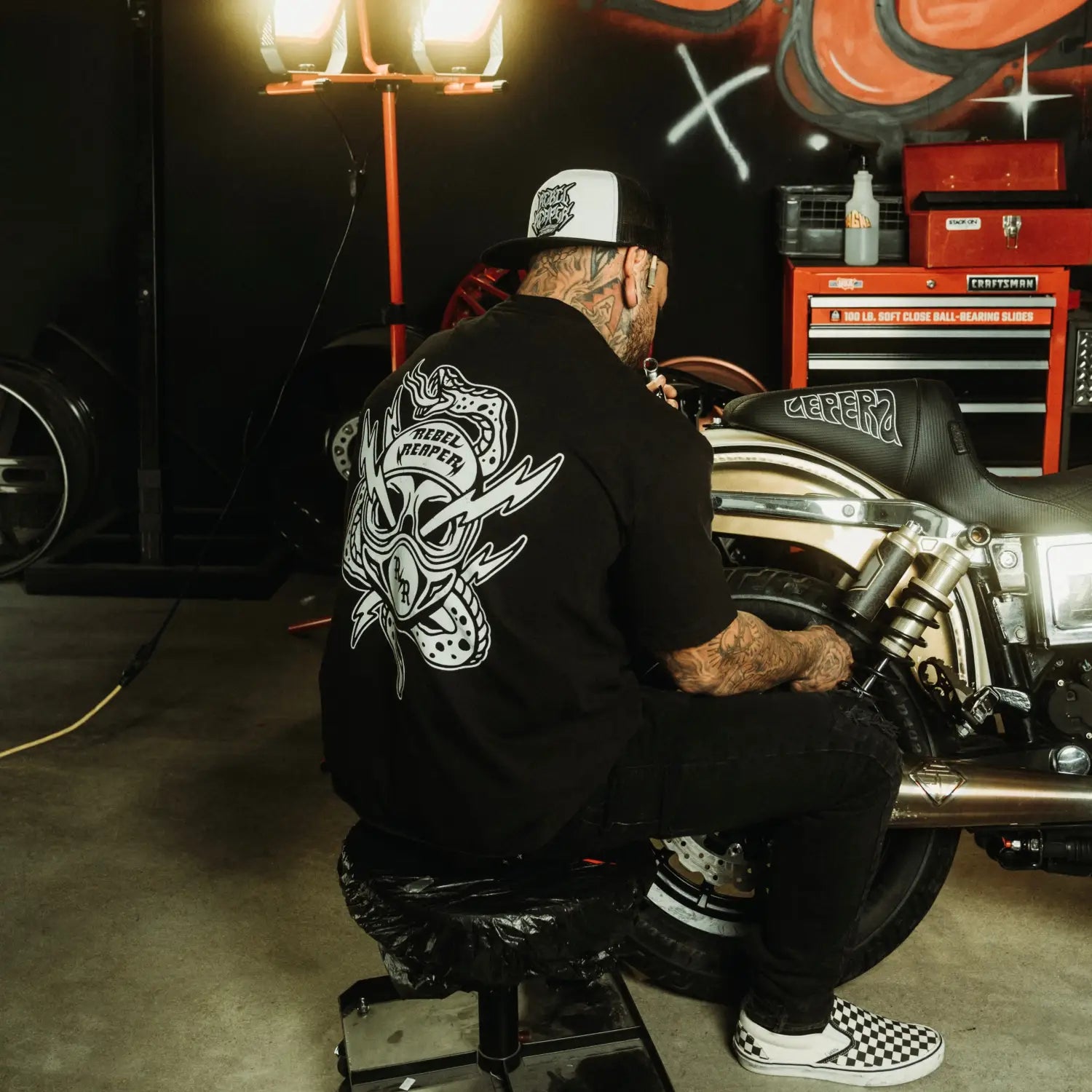 Snake Helmet Rider Tee | Black - Rebel Reaper Clothing Company