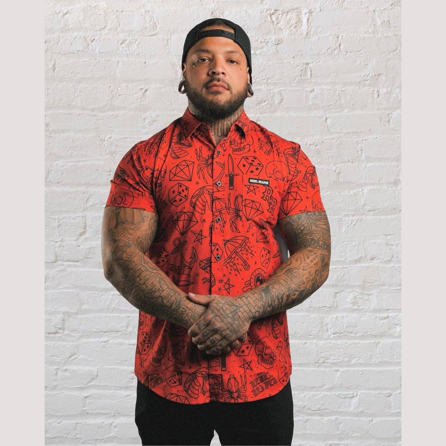 Tattoo Flash | Button Down | Red