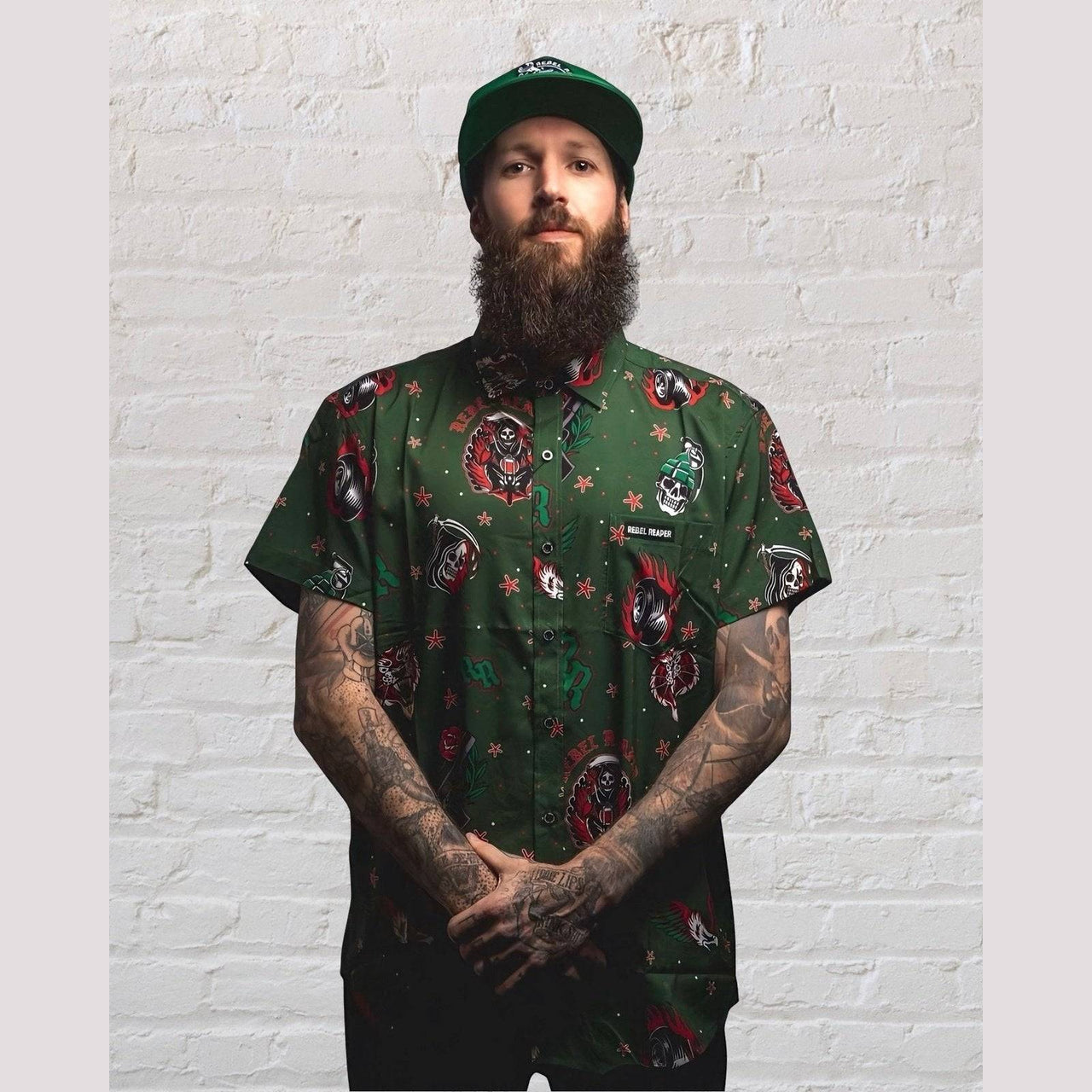 Tattoo Traditional Classic | Button Up Shirt | Green