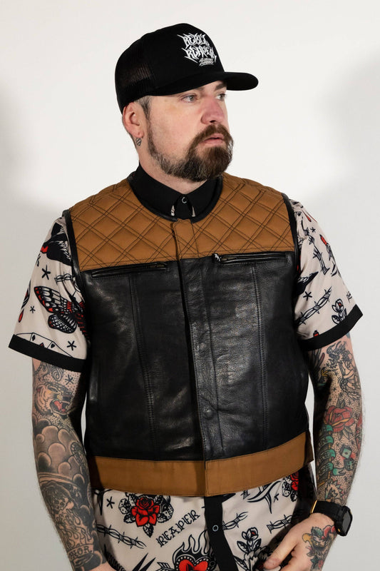 Tombstone | Short Torso | Leather & Canvas Vest