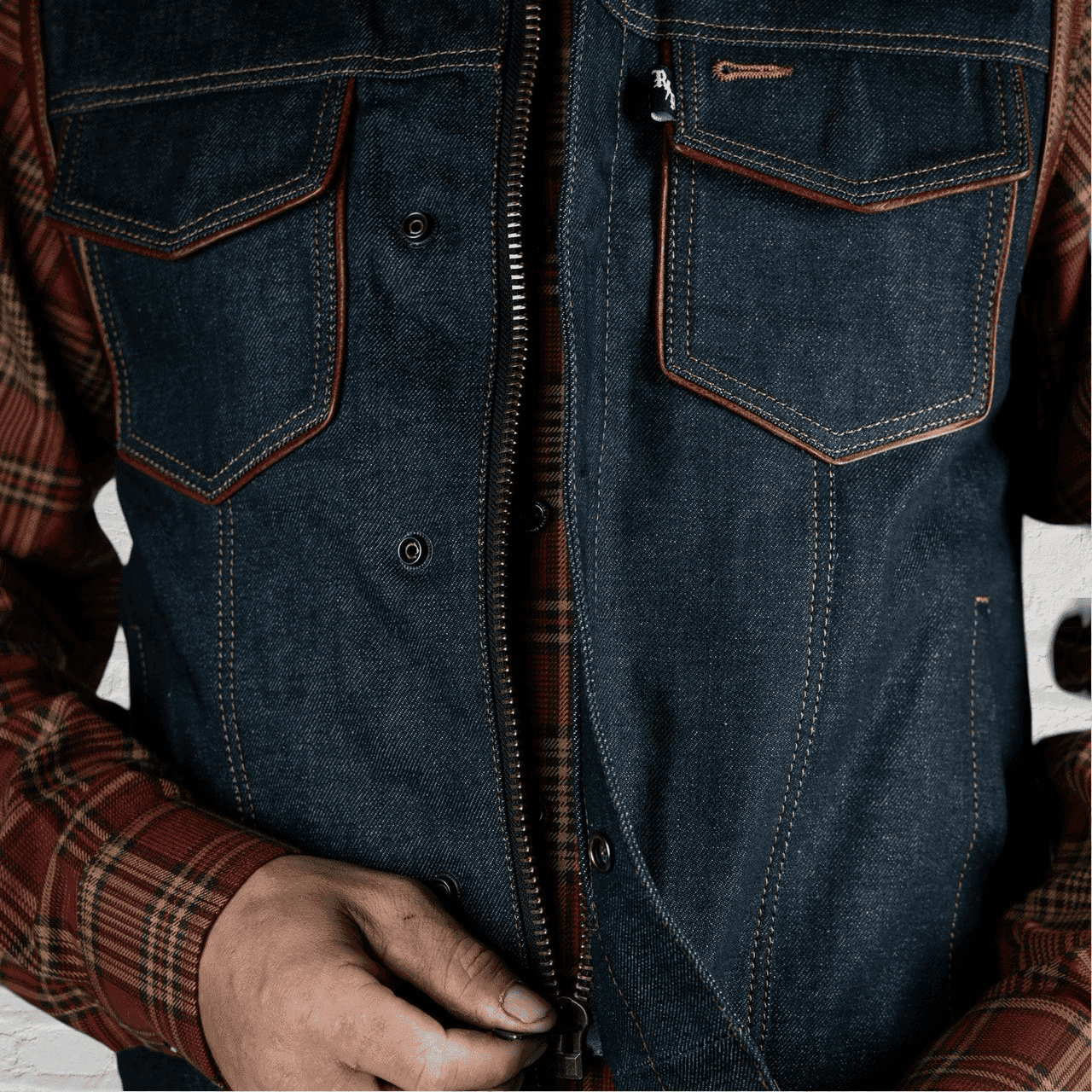 Torque Vest | Collarless | Blue Denim | Standard Length