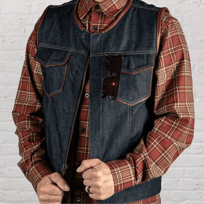 Torque Vest | Collarless | Blue Denim | Standard Length