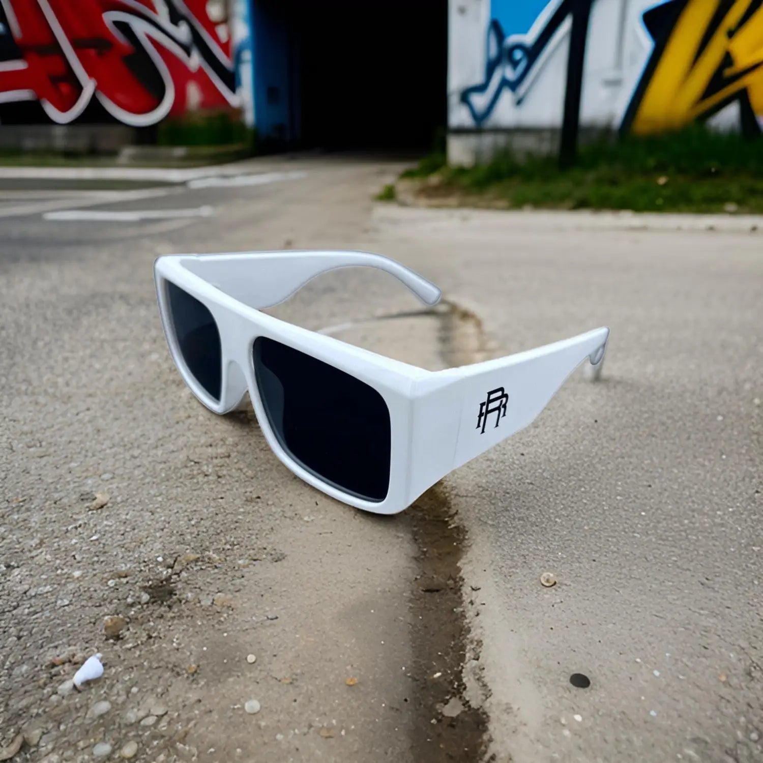 White-framed sunglasses with dark lenses from Vibe Retro UV400 Sunglass Collection