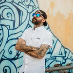 White Bamboo Button Up Shirt - Rebel Reaper Clothing Company