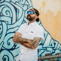 White Bamboo Button Up Shirt - Rebel Reaper Clothing Company