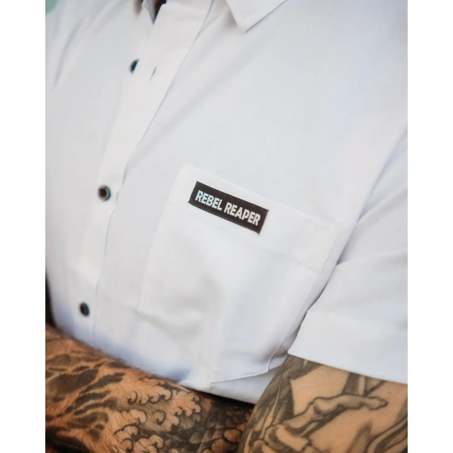White Bamboo Button Up Shirt - Rebel Reaper Clothing Company