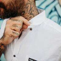 White Bamboo Button Up Shirt - Rebel Reaper Clothing Company