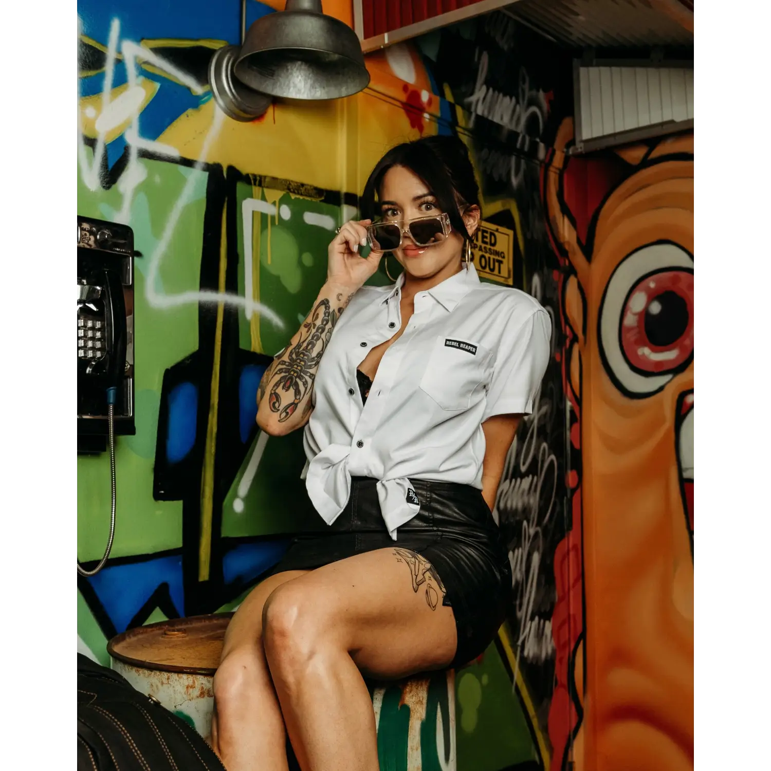 White Bamboo Button Up Shirt - Rebel Reaper Clothing Company