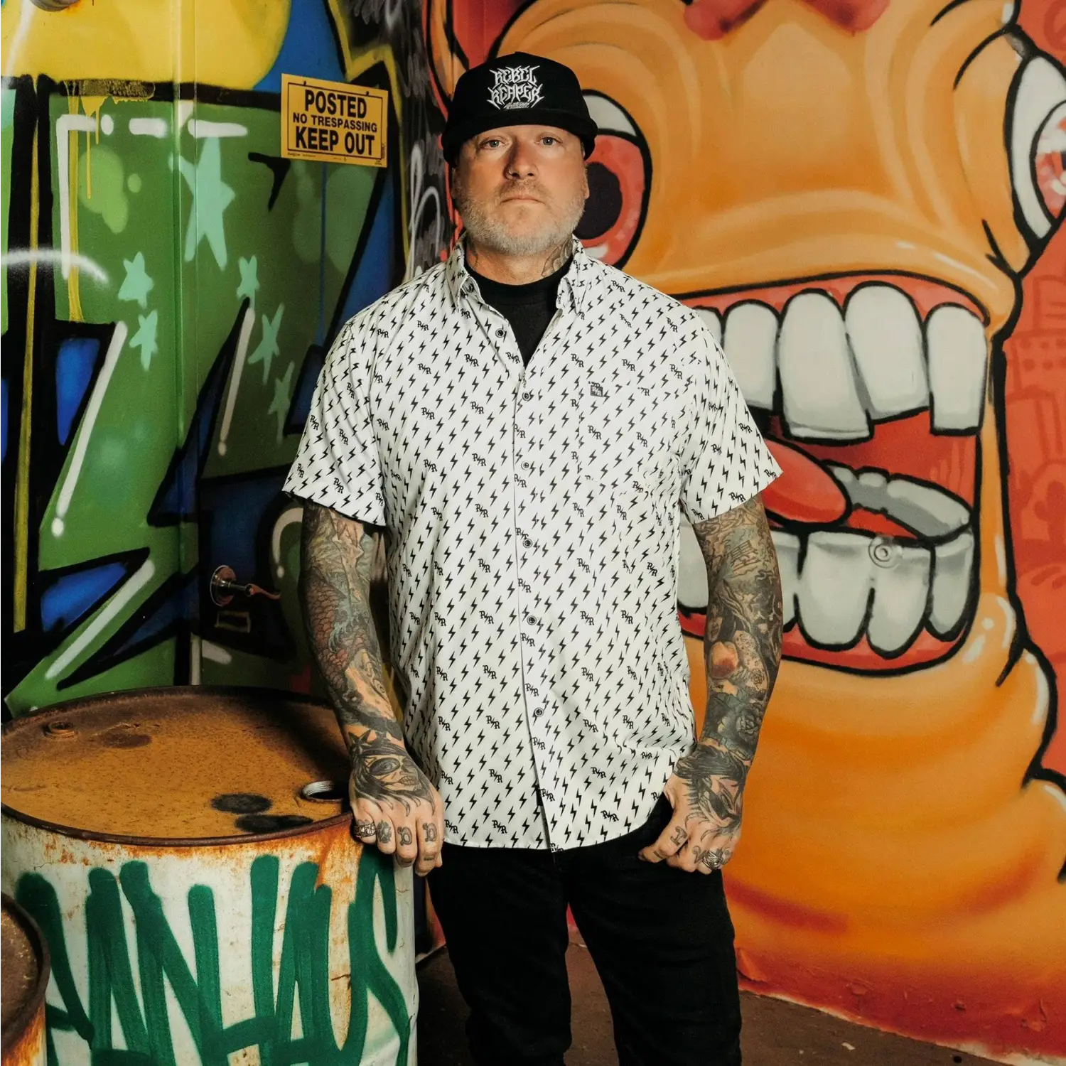 White Iconic Bolts Button Up Shirt - Rebel Reaper Clothing Company