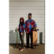 Men’s flannel shirt featuring rebel reaper design, perfect for skateboarding enthusiasts