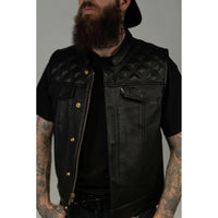 Thumbnail for Back N Black 2.0 Collared Leather Mens Vest