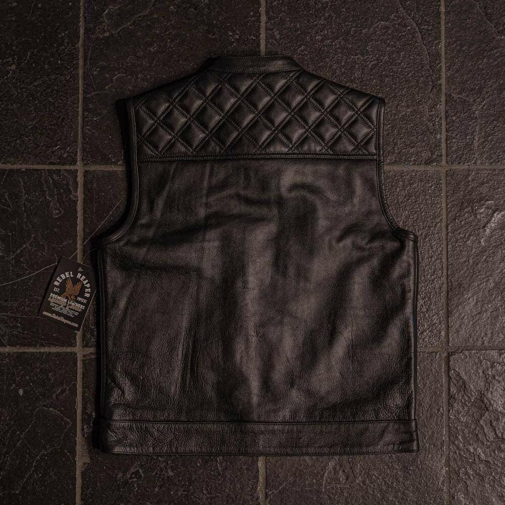 Back N Black 2.0 Collared Leather Mens Vest - Rebel Reaper Clothing Company Men's Vest