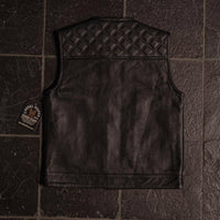 Thumbnail for Back N Black 2.0 Collarless Leather Mens Vest - Rebel Reaper Clothing Company Men's Vest