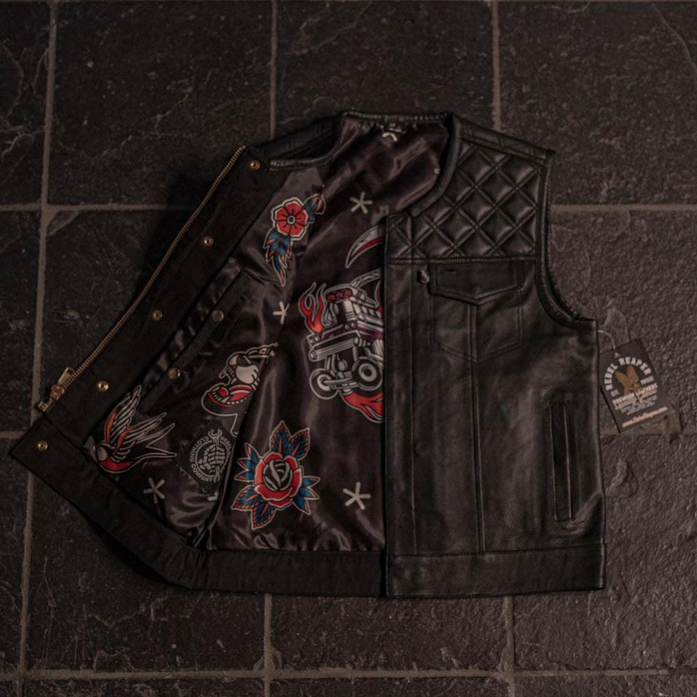 Back N Black 2.0 Collarless Leather Mens Vest