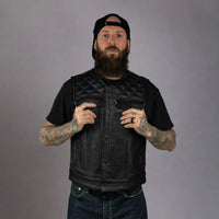 Thumbnail for Back N Black 2.0 Collarless Leather Mens Vest