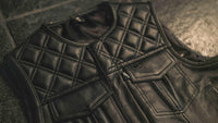 Thumbnail for Back N Black 2.0 Collarless Leather Womens Vest - Rebel Reaper Clothing CompanyWomen's Vest