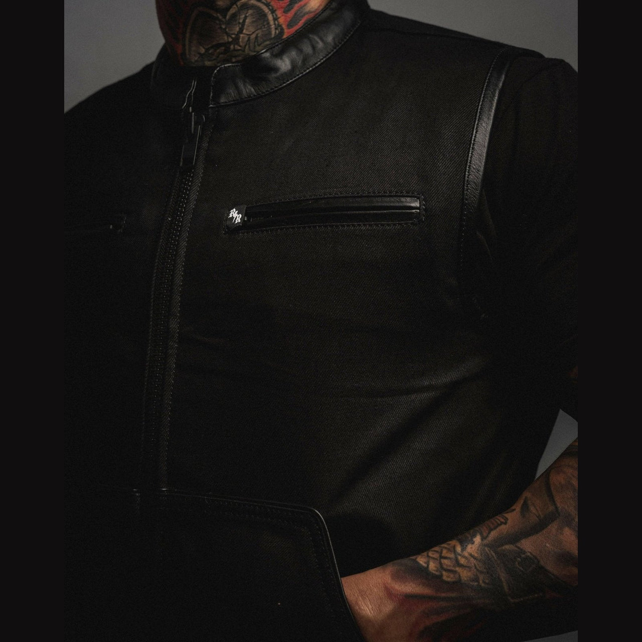 Black Dog Town Collared Selvedge Denim Vest - Rebel Reaper Clothing Company Men's Vest
