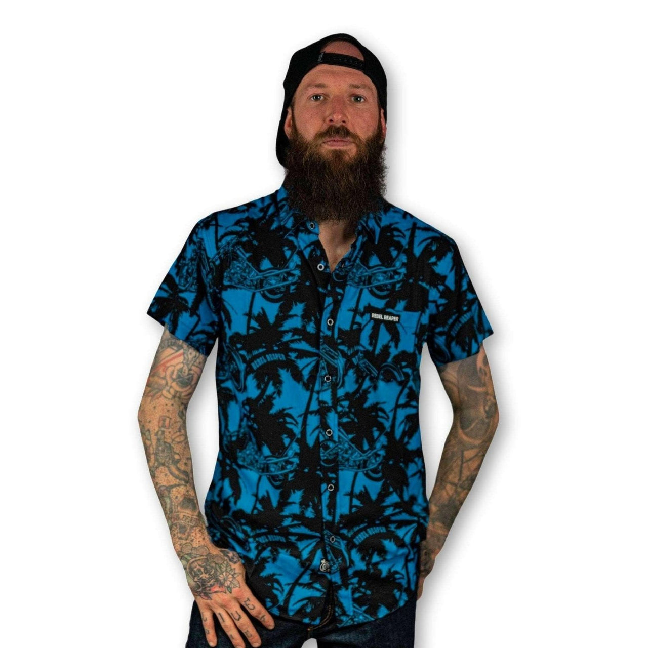 Blue Chopper Vice Shirt - Rebel Reaper Clothing Company Button Up Shirt Men's