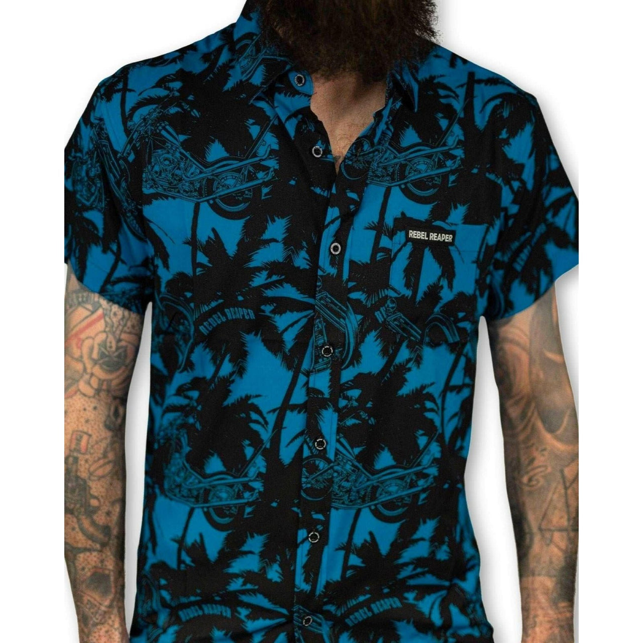 Blue Chopper Vice Shirt - Rebel Reaper Clothing Company Button Up Shirt Men's