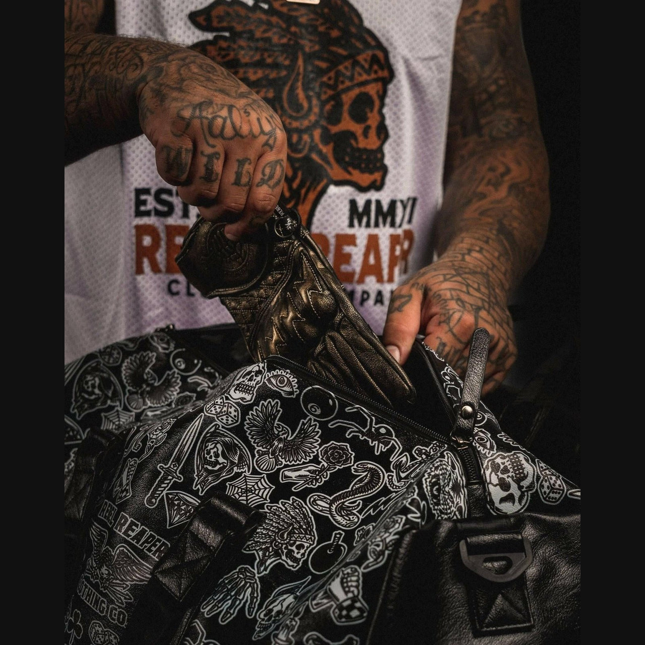 Duffle Bag - Black Tattoo Flash