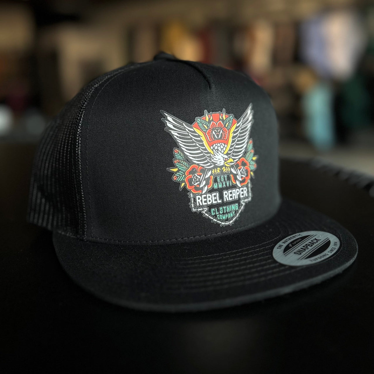 Eagle Badge - Snapback Hat Black