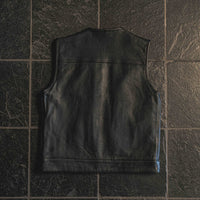 Thumbnail for East-wood Collarless Black Leather Mens Vest - Rebel Reaper Clothing CompanyMen's Vest