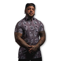 Thumbnail for Reaper Tattoo Flash | Button Up Shirt | Grey