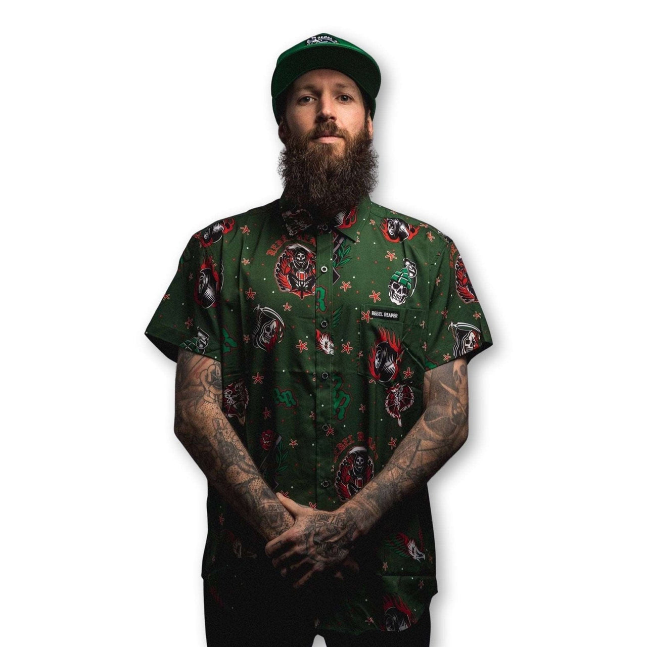 Tattoo Traditional Classic | Button Up Shirt | Green