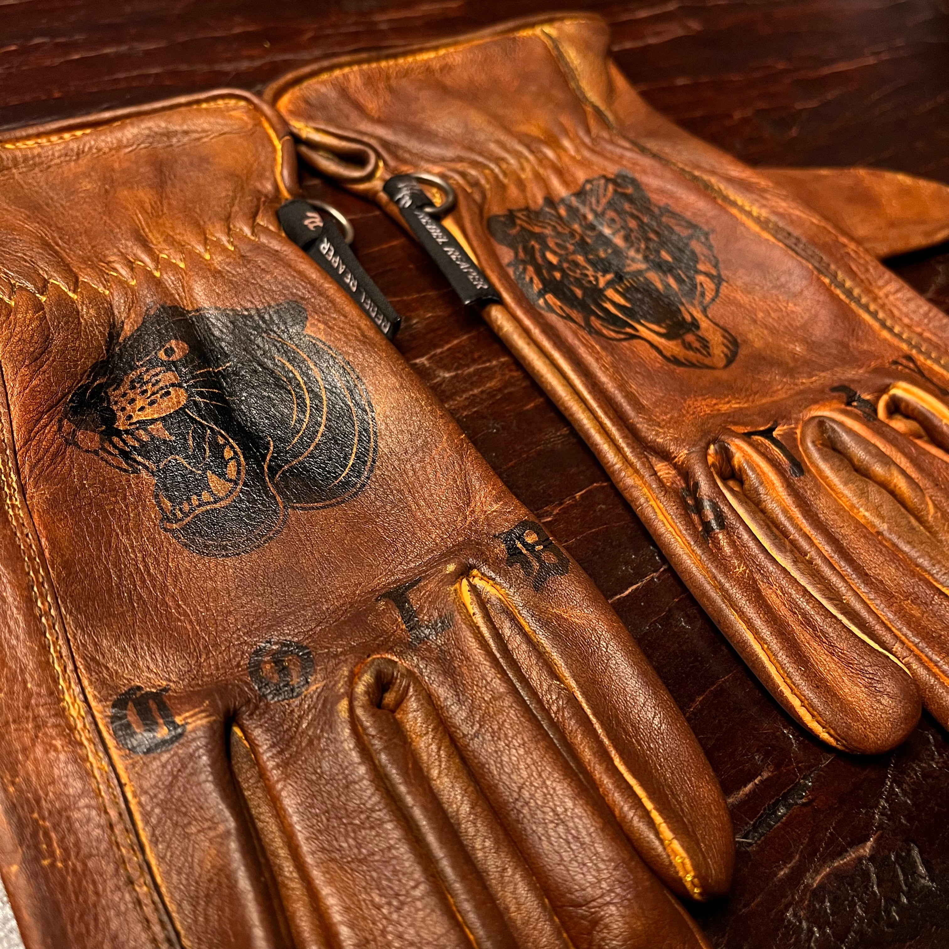 Roper Stay Cold Printed - Distressed Brown Leather Gloves - Rebel Reaper Clothing Company