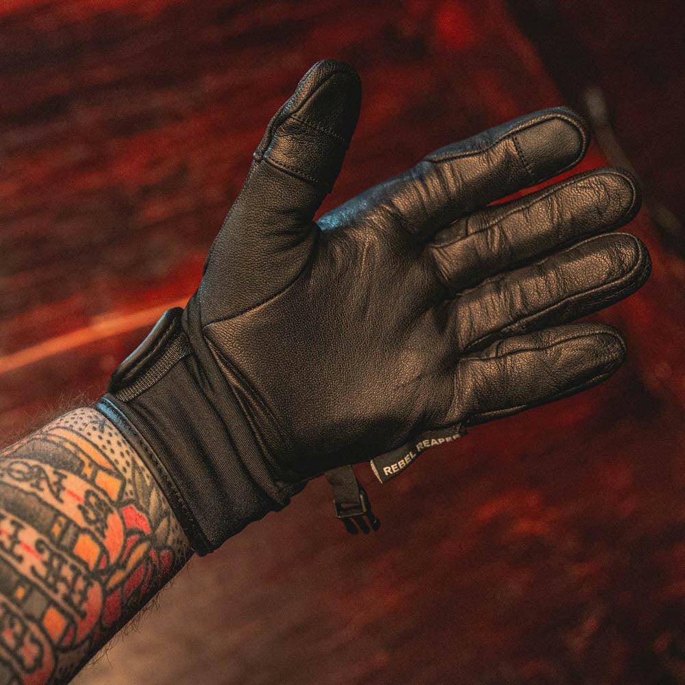 Leather Motorcycle Riding Gloves - Modern Insulated | Waterproof - Black