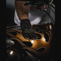 Thumbnail for Leather Motorcycle Riding Gloves - Modern Roper - Black Suede