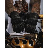 Thumbnail for Leather Motorcycle Riding Gloves - Modern Roper - Black Suede