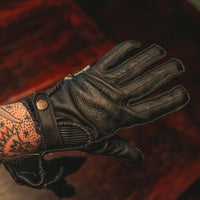 Thumbnail for Leather Motorcycle Riding Gloves - Modern Roper - Black - Rebel Reaper Clothing CompanyLeather Gloves
