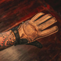 Thumbnail for Leather Motorcycle Riding Gloves - Modern Roper - Distressed Brown