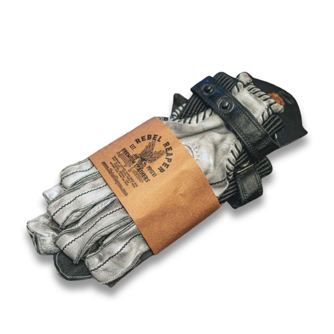 Leather Motorcycle Riding Gloves - Modern Roper - Distressed White