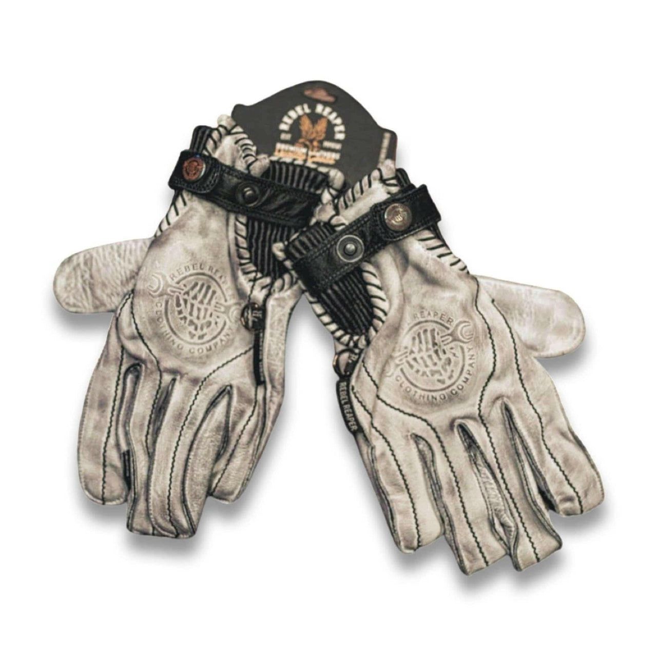 Leather Motorcycle Riding Gloves - Modern Roper - Distressed White - Rebel Reaper Clothing CompanyLeather Gloves